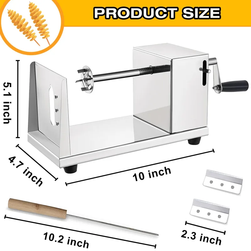 Tornado Potato Spiral Cutter,Manual Stainless Steel Twisted Potato Curly Fry Cutter for Potatoes Carrots Cucumbers image 2