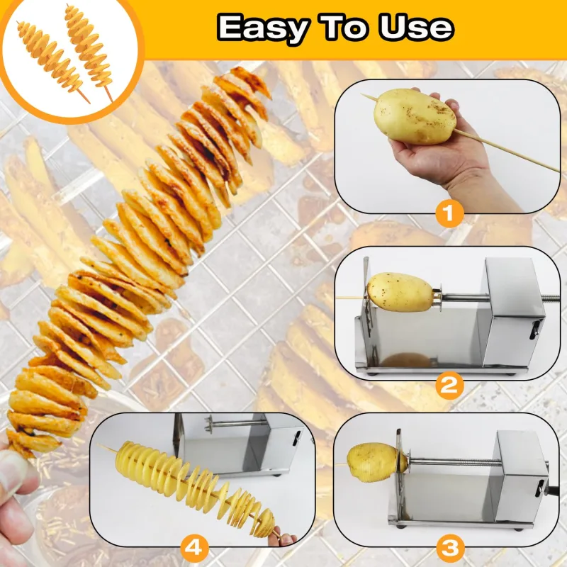 Tornado Potato Spiral Cutter,Manual Stainless Steel Twisted Potato Curly Fry Cutter for Potatoes Carrots Cucumbers image 4