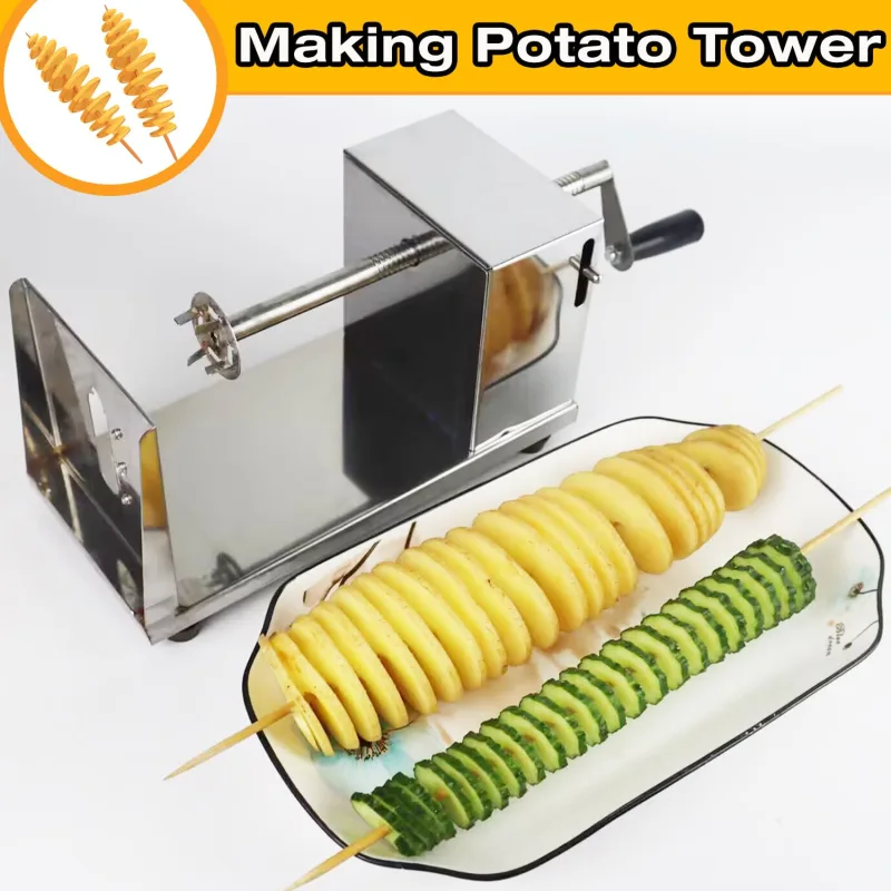 Tornado Potato Spiral Cutter,Manual Stainless Steel Twisted Potato Curly Fry Cutter for Potatoes Carrots Cucumbers image 5