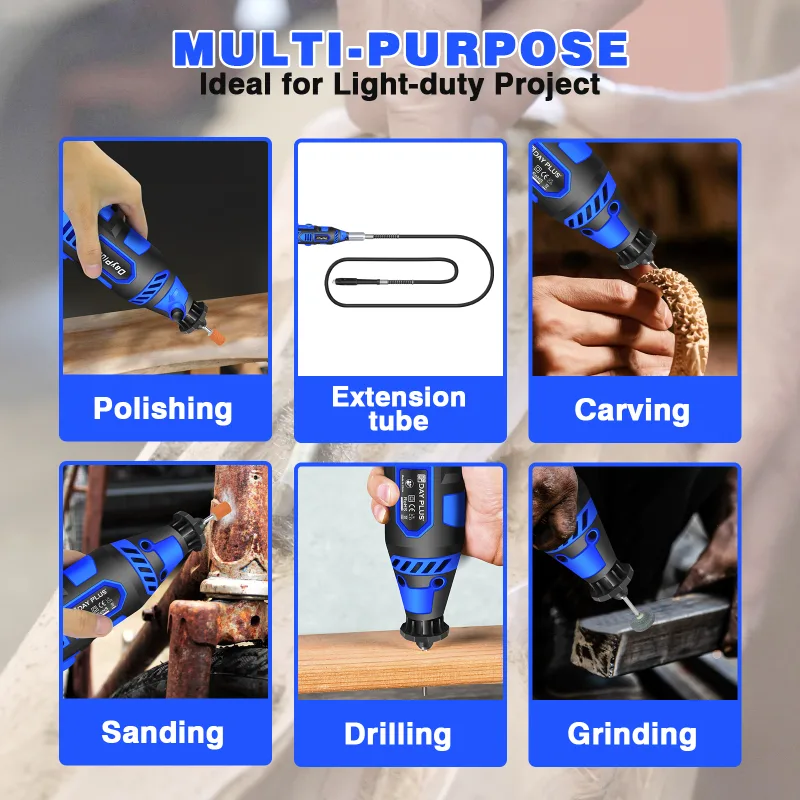 DayPlus 135W Power Electric Rotary Tool With 80pcs Accessories Mini Rotary Multi-Tool Kit,6 Variable Speed Electric Grin image 2
