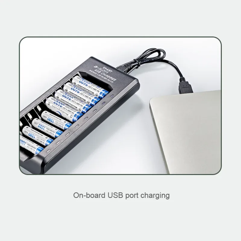 Rechargeable Battery Charger USB Output 8 Slots Fast Charging Short Circuit Protection for 1.2V NiMH AAA/AA Batteries Ch image 4
