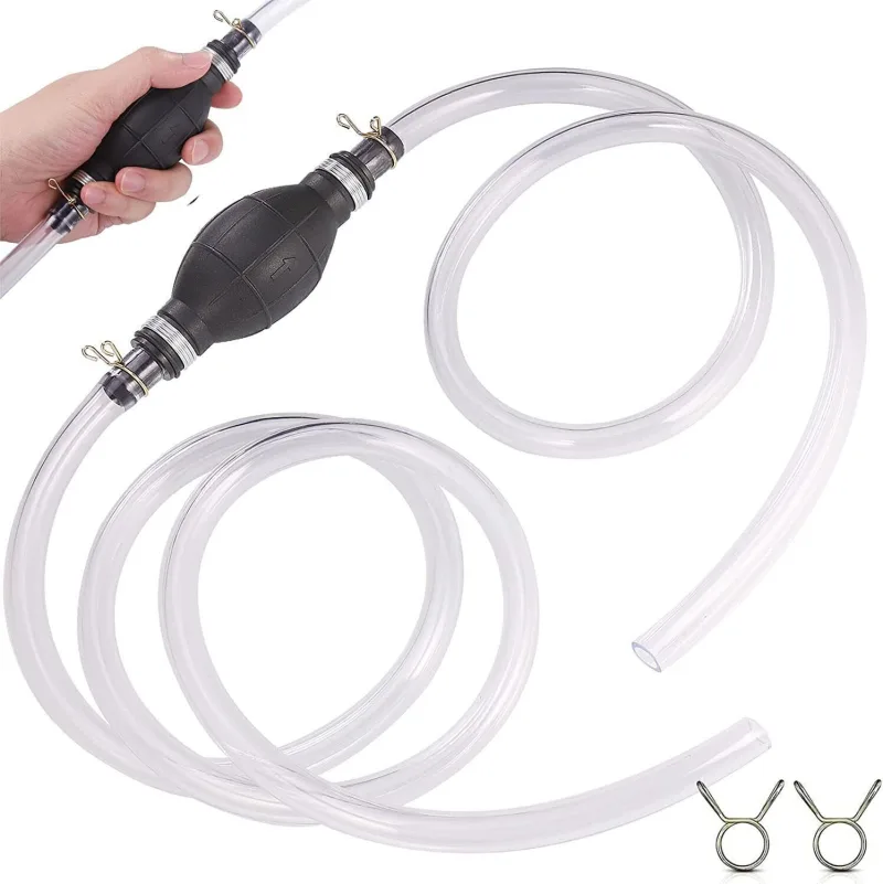 GEARZAAR Hand Siphon Pump Petrol Diesel Water Oil Liquid Fuel Transfer Easy Use Tool 2M image 1