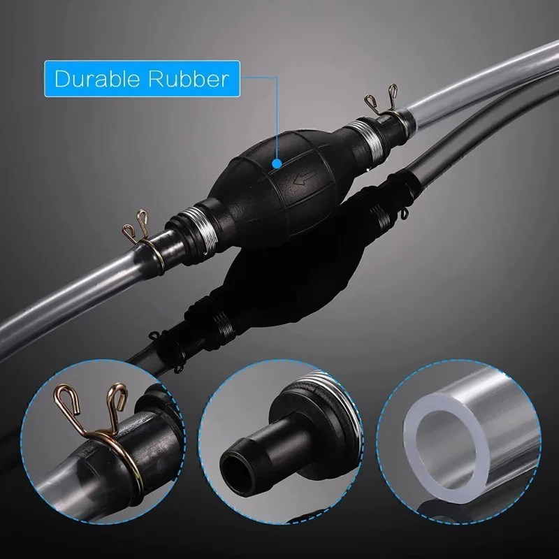GEARZAAR Hand Siphon Pump Petrol Diesel Water Oil Liquid Fuel Transfer Easy Use Tool 2M image 3
