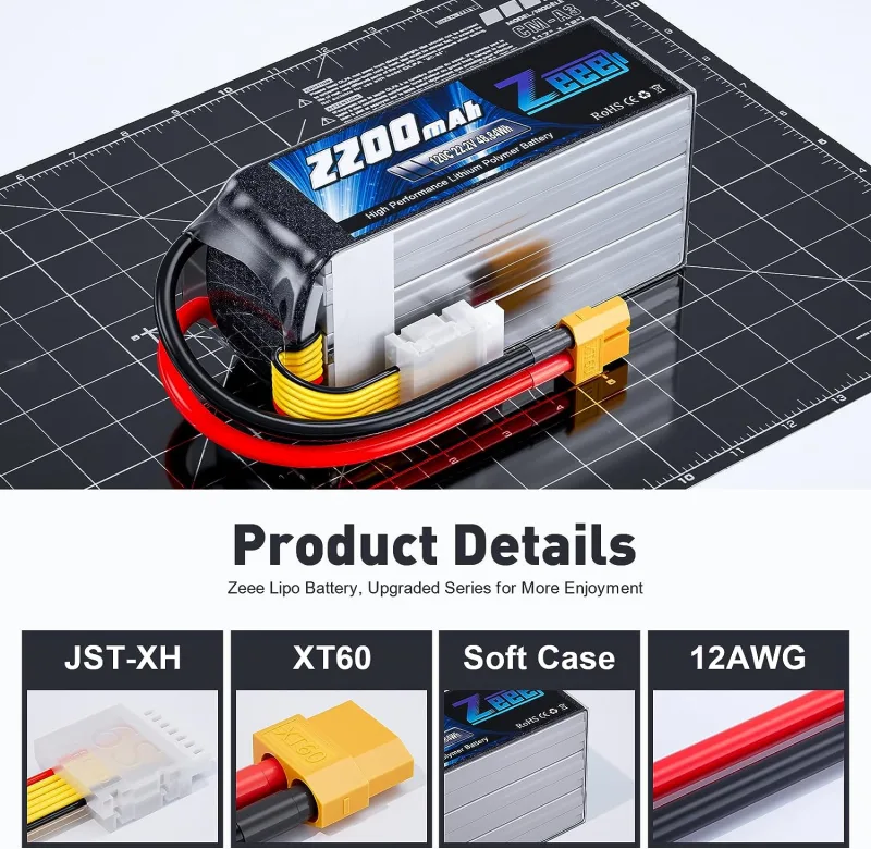 Zeee 6S 2200mAh Lipo Battery 22.2V 120C Softcase with XT60 Plug for RC Car Truck Tank RC Airplane FPV Drone Racing Hobby image 3