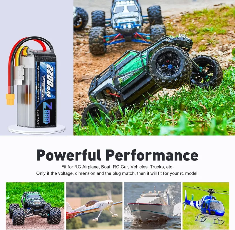 Zeee 6S 2200mAh Lipo Battery 22.2V 120C Softcase with XT60 Plug for RC Car Truck Tank RC Airplane FPV Drone Racing Hobby image 4