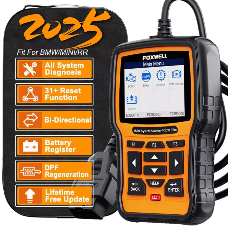Foxwell NT510 Elite For BMW All System ABS SRS D.PF TPMS OBD2 Diagnostic Scanner OBD2 Automotive Scanner Bi-directional  image 1