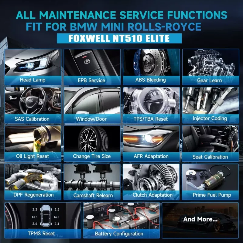Foxwell NT510 Elite For BMW All System ABS SRS D.PF TPMS OBD2 Diagnostic Scanner OBD2 Automotive Scanner Bi-directional  image 3