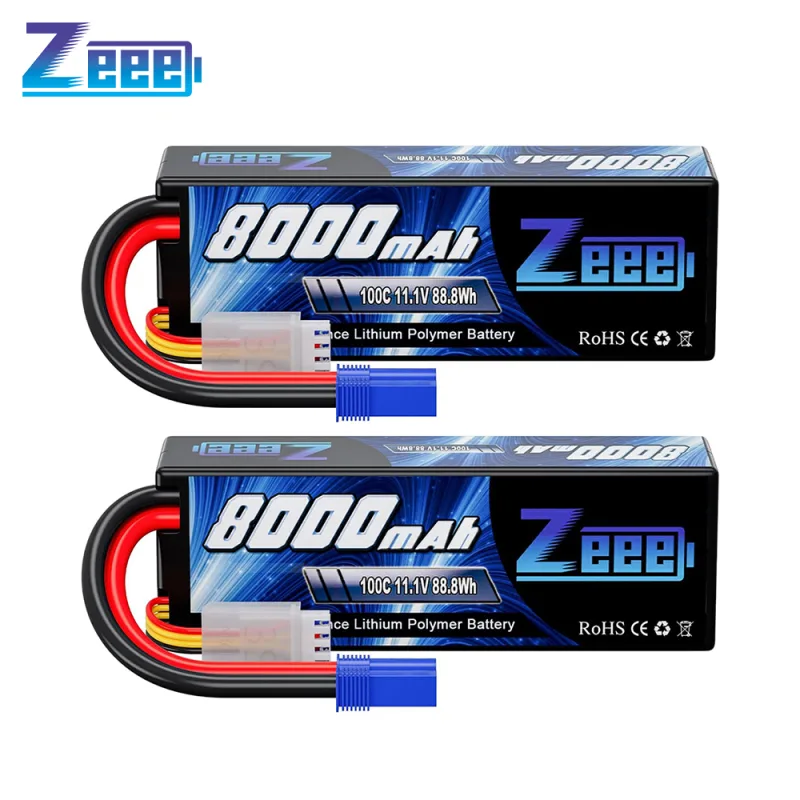 Zeee 11.1V 3S 8000mAh Hard Case LiPo Battery — High Capacity for RC Trucks and Crawlers