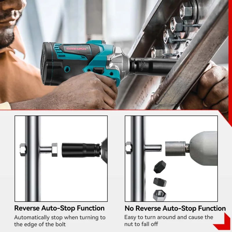 ONEVAN 1200N.M Brushless Electric Impact Wrench 3 Funtion 1/2" Cordless Portable Screwdriver Drill Tools For Makita Batt