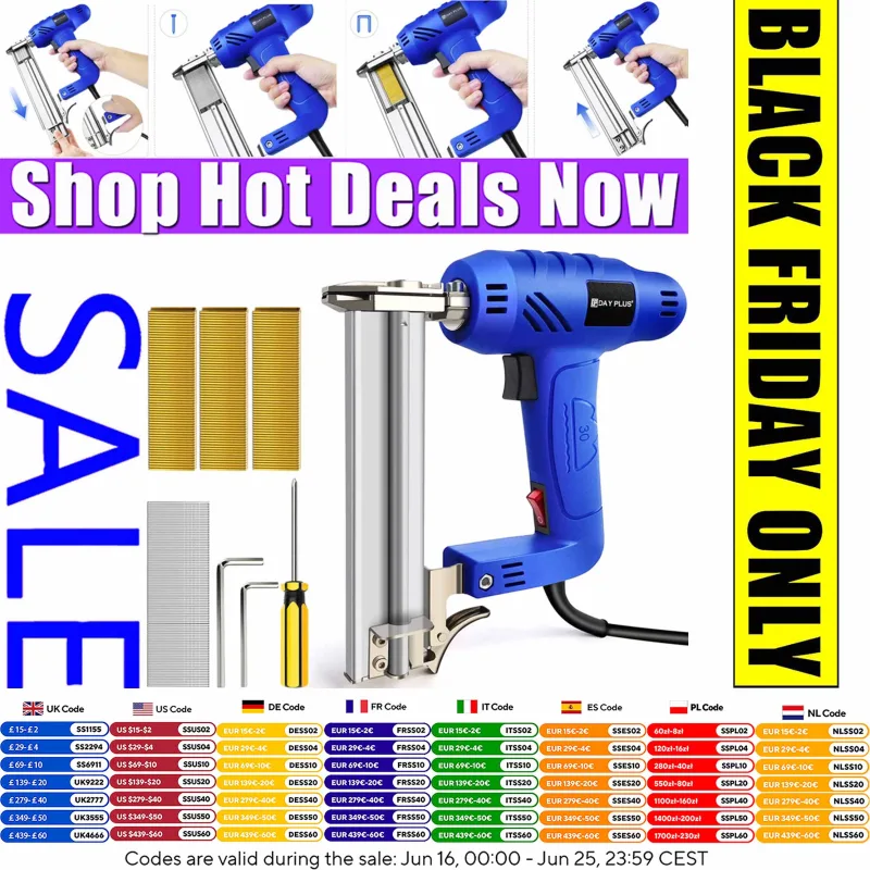 DayPlus Electric Nail Gun 2 IN 1 Nailer Stapler Framing Nailer Tacker Furniture Staple Gun Power Tool For Woodworking image 1