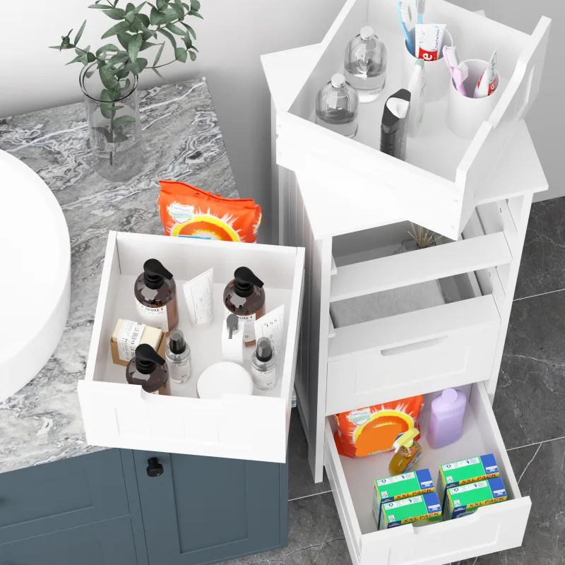 DayPlus Bathroom Storage Cabinet with 4 Drawers, White Floor Standing Storage Cupboard Unit for Home, W11.8''x D11.8 xH3 image 2