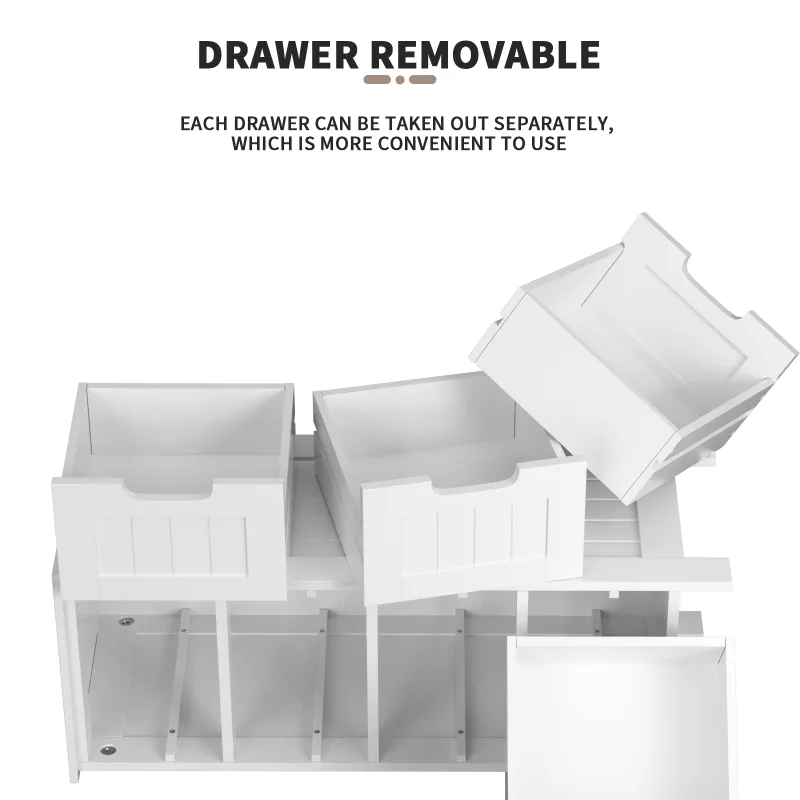 DayPlus Bathroom Storage Cabinet with 4 Drawers, White Floor Standing Storage Cupboard Unit for Home, W11.8''x D11.8 xH3 image 4