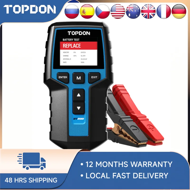 TOPDON BT200 12V Car Battery Tester Digital Automotive Diagnostic Battery Tester Analyzer Vehicle Cranking Charging Scan image 1