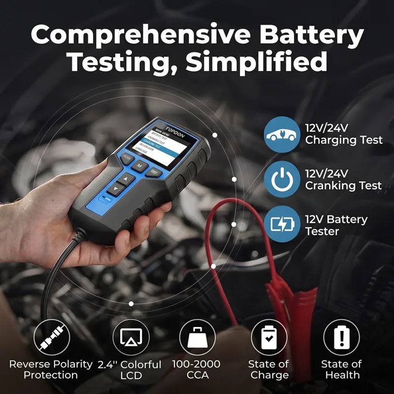 TOPDON BT200 12V Car Battery Tester Digital Automotive Diagnostic Battery Tester Analyzer Vehicle Cranking Charging Scan image 3
