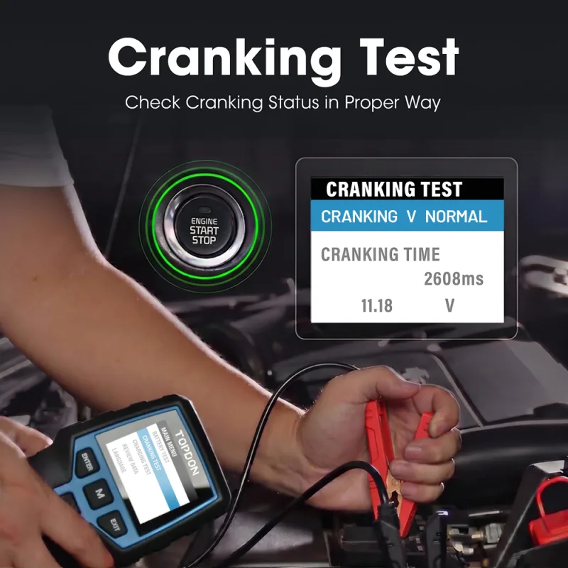 TOPDON BT200 12V Car Battery Tester Digital Automotive Diagnostic Battery Tester Analyzer Vehicle Cranking Charging Scan image 5