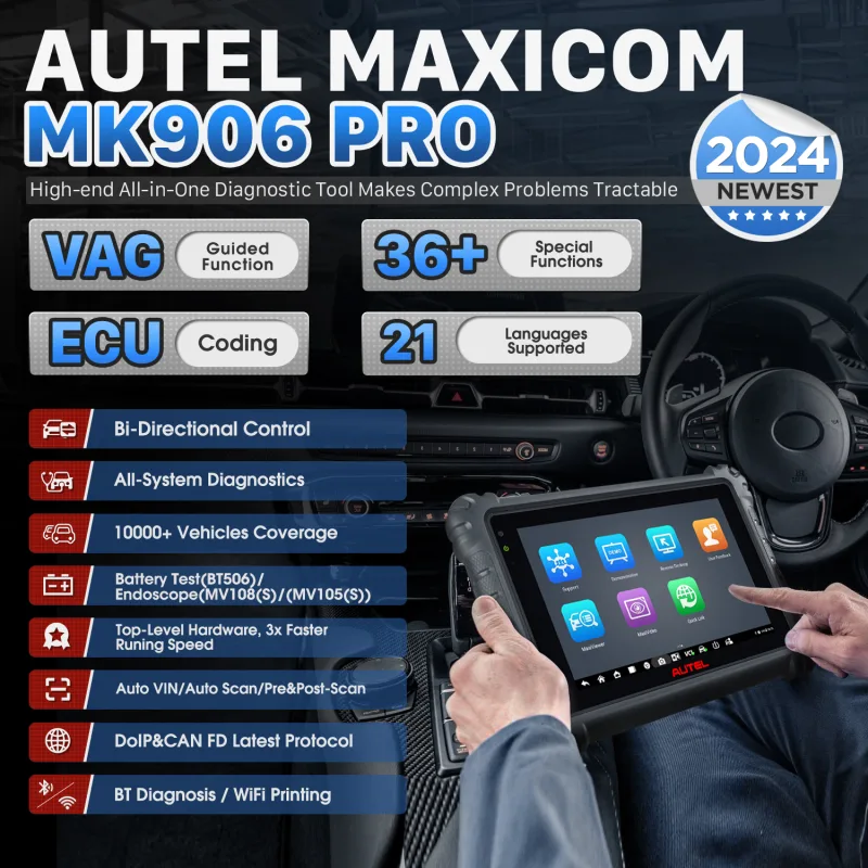 Autel MaxiCOM MK906Pro 2025 Newest Diagnostic Tool With Advanced ECU Coding,Active Test,36+ Services DoIP & CAN FD PK MS image 2