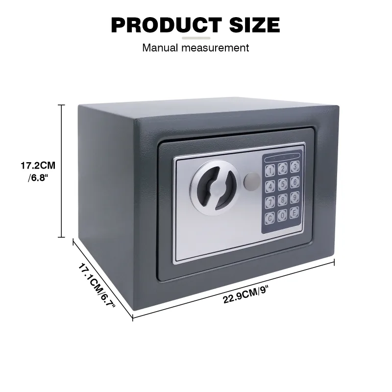 4.6L Home Digital Safe Electronic Cabinet Safes Cash Box Wall Safe with Key, Money Box for Office Hotel 230mmx170mmx170m image 2