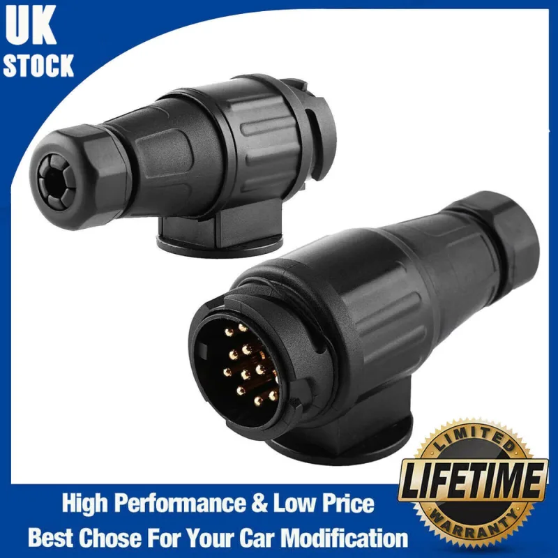 13 Pin 12V Trailer Plug Caravans Socket Plug RV Electrical Tow Towing Connector UK image 1
