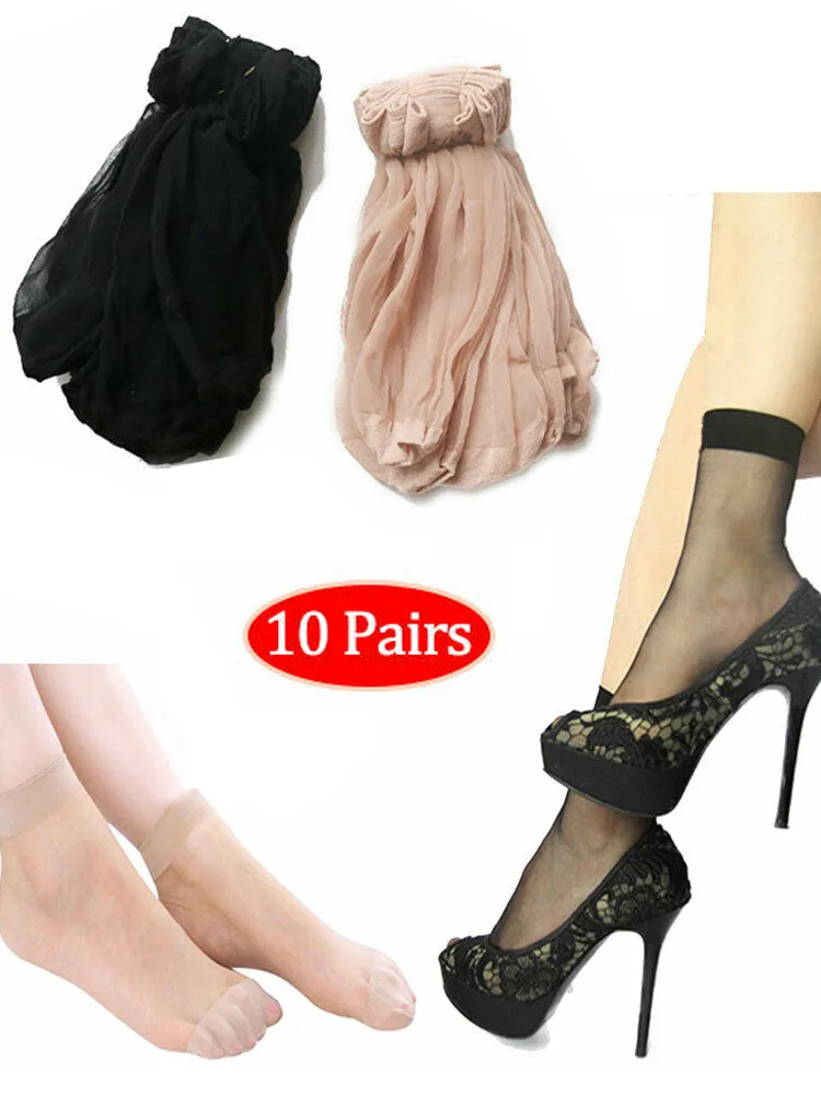 10 Pairs Lady Ankle High Tights Pop Socks Comfort Top Silky Smooth Women Sock image 6