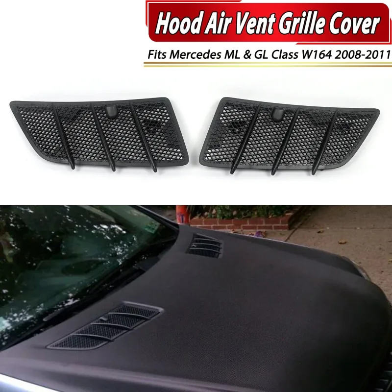2PCS Front Hood Air Vents Grille Cover Trim For Mercedes Benz W164 ML GL Class 2008-2011 1648804405 1648804305 Car Acces image 1