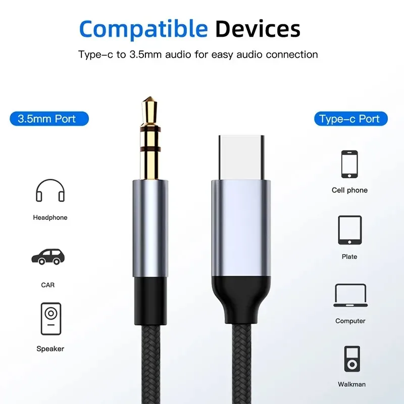 Type-C USB C to 3.5mm Jack AUX Audio Cable Cord Car Speaker Headphone Adapter for Samsung Xiaomi Huawei Type-C Converter image 6