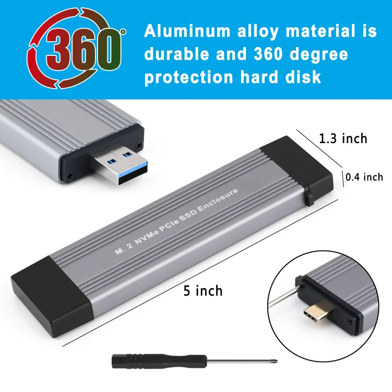 M.2 NVME NGFF SATA Dual Protocols Enclosure M2 SSD Case USB 3.2 Type C SSD Adapter 10Gbps To NVMe SATA External Hard Disk Box - image 3
