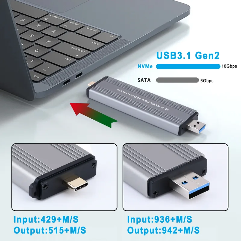 M.2 NVME NGFF SATA Dual Protocols Enclosure M2 SSD Case USB 3.2 Type C SSD Adapter 10Gbps To NVMe SATA External Hard Disk Box - image 5