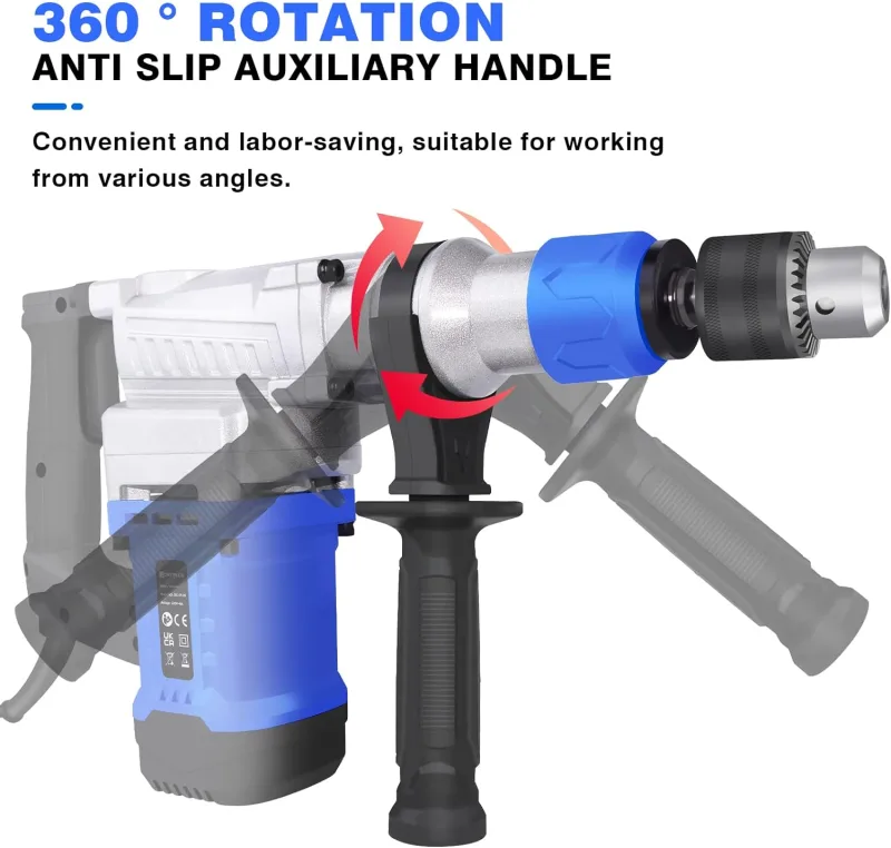 Electric Demolition Impact Rotary Hammer Breaker Drill 1500W Concrete Hammer Power Tool 4 Function Drilling SDS Plus 6 S image 2