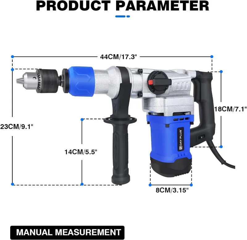 Electric Demolition Impact Rotary Hammer Breaker Drill 1500W Concrete Hammer Power Tool 4 Function Drilling SDS Plus 6 S image 4