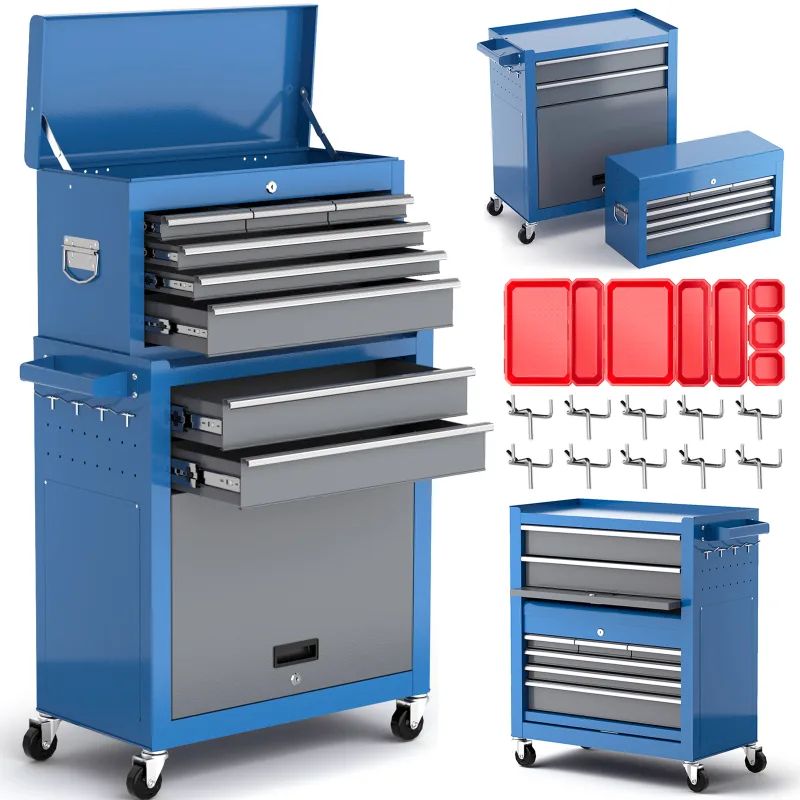 AIRAJ Large 8 Drawers Tool Chest,Rolling Tool Chest with Wheels,Heavy Duty Tool Storage Cabinet,with Tool Box Organizer image 4