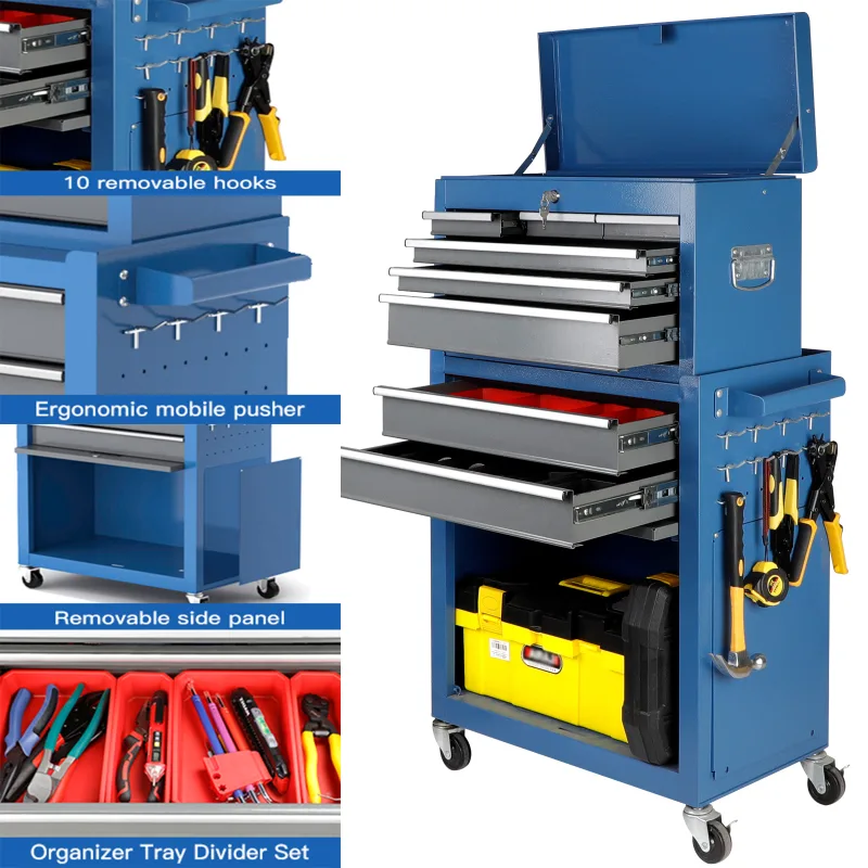 AIRAJ Large 8 Drawers Tool Chest,Rolling Tool Chest with Wheels,Heavy Duty Tool Storage Cabinet,with Tool Box Organizer image 6