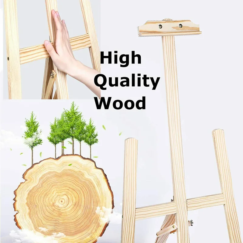 150cm Professional Studio Easel, Solid Pinewood Artist Easel Foldable and Adjustable, A-Frame Easel Stand for Art Craft  image 2