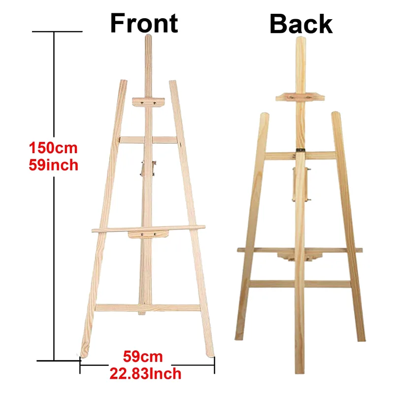 150cm Professional Studio Easel, Solid Pinewood Artist Easel Foldable and Adjustable, A-Frame Easel Stand for Art Craft  image 3