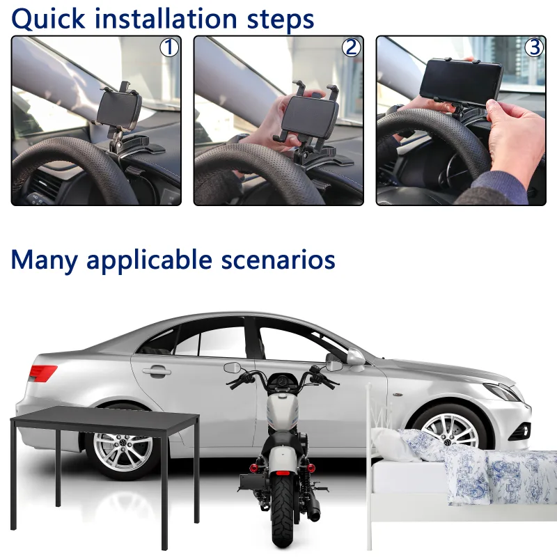 Mobile Phone Holder Dashboard Car Mount Dash 360° Rotation Stand Cradle Panel Multi-Functional Universal GPS Bracket Hol image 5