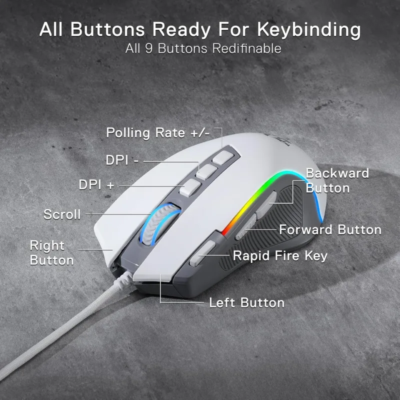 Redragon M612 RGB Wired Gaming Mouse 9 Buttons image 4