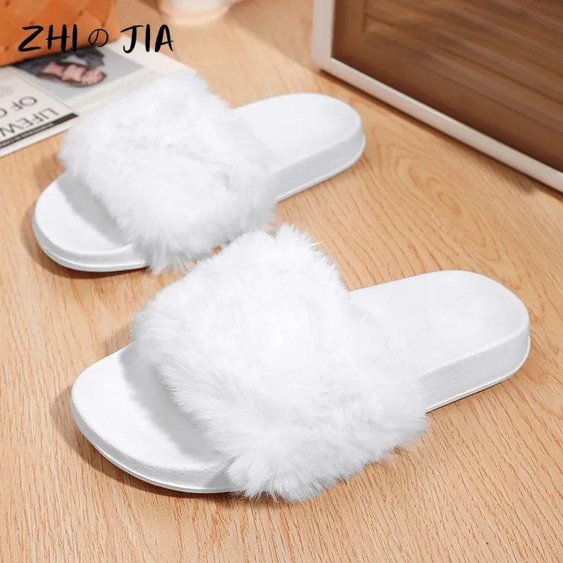 Classic Fashion Women's Plush One Word Slippers Winter Home Casual Shoes Cute Matching Footwear EVA Lightweight Fashion Shoes - image 3