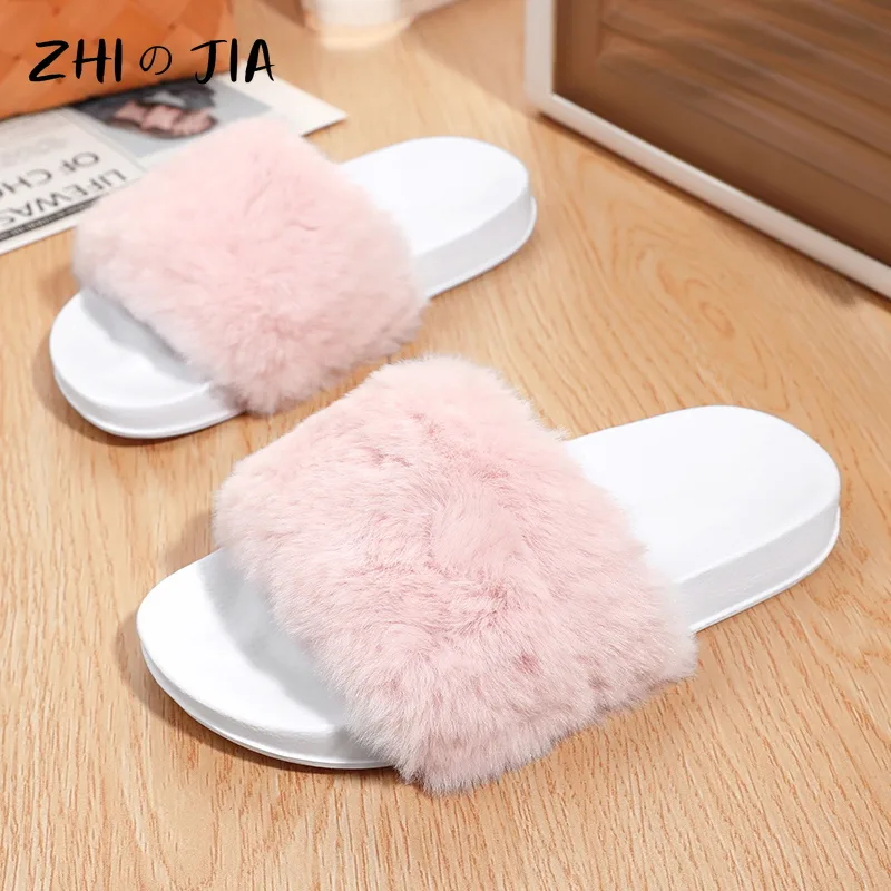 Classic Fashion Women's Plush One Word Slippers Winter Home Casual Shoes Cute Matching Footwear EVA Lightweight Fashion Shoes - image 4