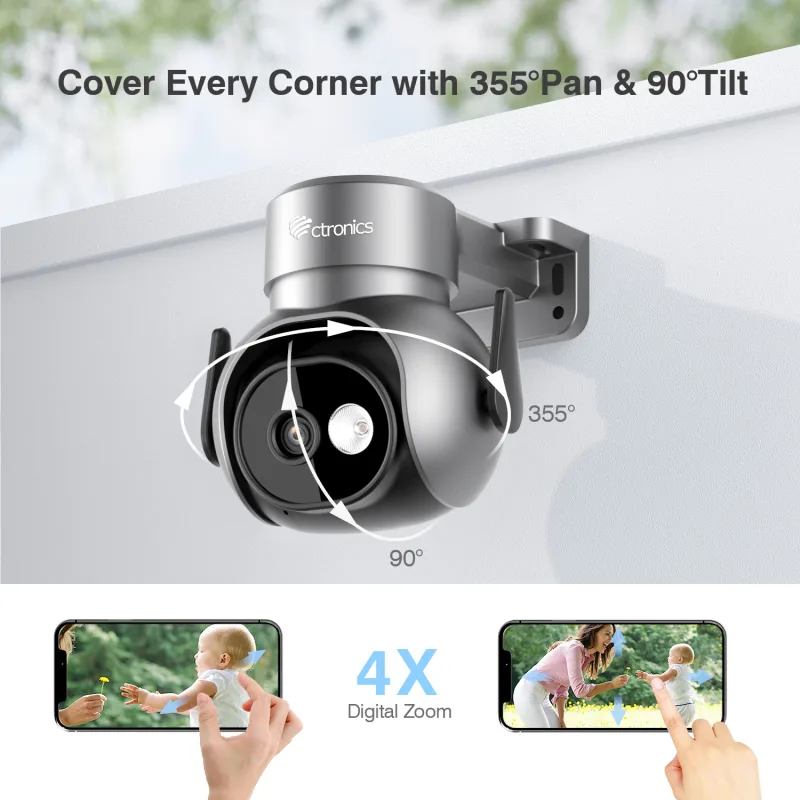 Ctronics Real 4K 8MP Outdoor WiFi 5Ghz Surveillance Camera Human Animal Car Auto Tracking 360 Color Night Vision Two-Way image 3