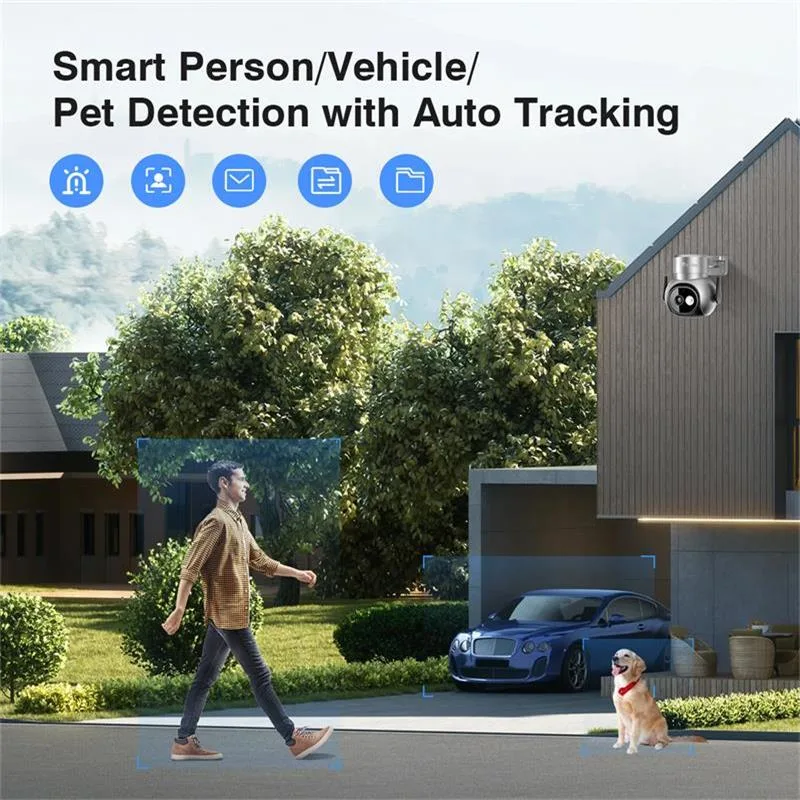 Ctronics Real 4K 8MP Outdoor WiFi 5Ghz Surveillance Camera Human Animal Car Auto Tracking 360 Color Night Vision Two-Way image 4