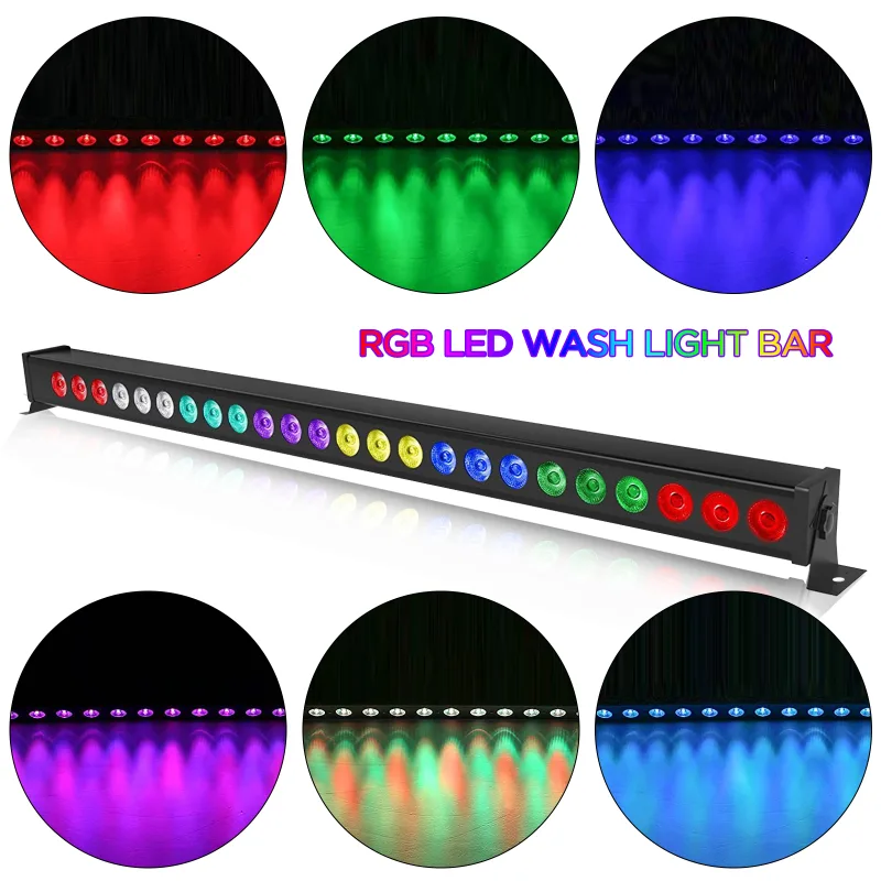 60W RGB 24PCS LEDs Wall Washer Light Stage Effect Lighting with Remote Control DMX 512 Sound Control for DJ Concert Part image 3
