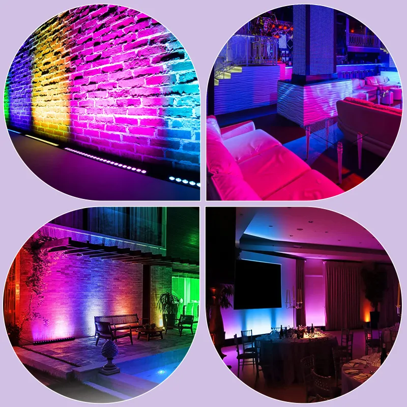 60W RGB 24PCS LEDs Wall Washer Light Stage Effect Lighting with Remote Control DMX 512 Sound Control for DJ Concert Part image 5