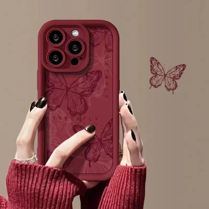 Purple Butterfly Silicone Couple Phone Case for IPhone 16 15 14 13 12 11 Pro Max Mini XR XS X 7 8 Plus Soft TPU Back Cover - image 1