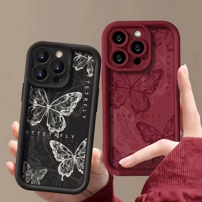 Purple Butterfly Silicone Couple Phone Case for IPhone 16 15 14 13 12 11 Pro Max Mini XR XS X 7 8 Plus Soft TPU Back Cover - image 2