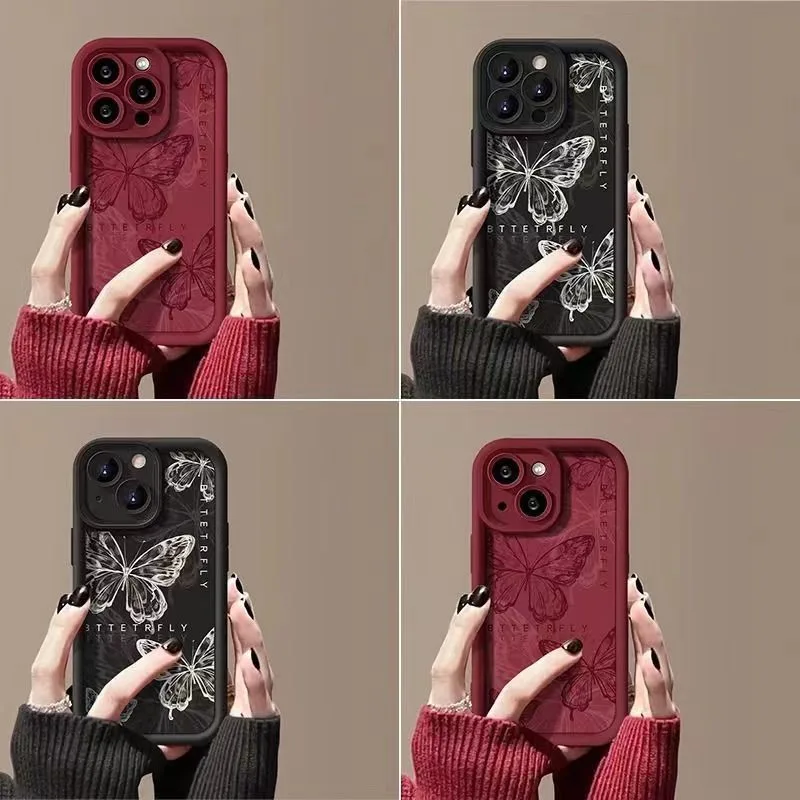 Purple Butterfly Silicone Couple Phone Case for IPhone 16 15 14 13 12 11 Pro Max Mini XR XS X 7 8 Plus Soft TPU Back Cover - image 4