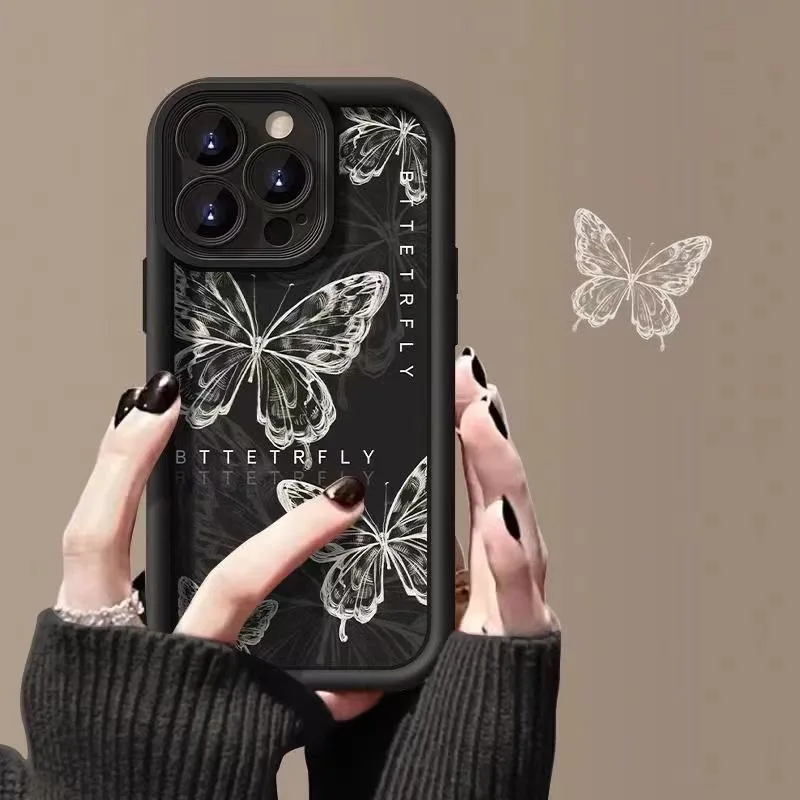 Purple Butterfly Silicone Couple Phone Case for IPhone 16 15 14 13 12 11 Pro Max Mini XR XS X 7 8 Plus Soft TPU Back Cover detail 3