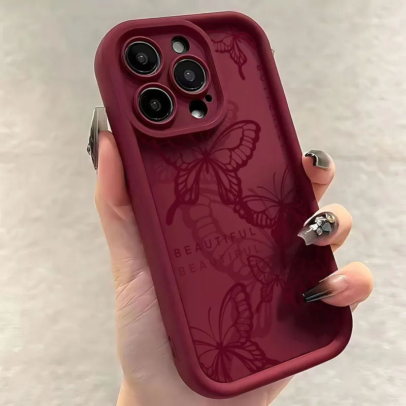 Purple Butterfly Silicone Couple Phone Case for IPhone 16 15 14 13 12 11 Pro Max Mini XR XS X 7 8 Plus Soft TPU Back Cover detail 5