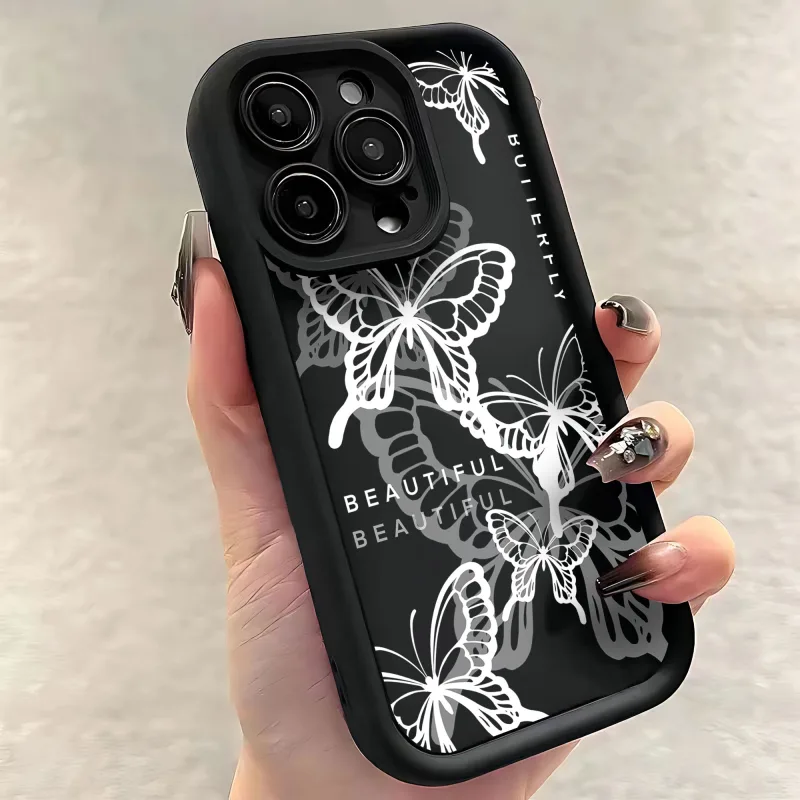 Purple Butterfly Silicone Couple Phone Case for IPhone 16 15 14 13 12 11 Pro Max Mini XR XS X 7 8 Plus Soft TPU Back Cover detail 6