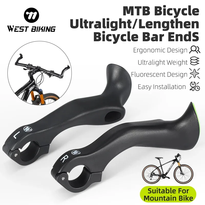 WEST BIKING MTB Bicycle Bar ends Ergonomic Design Mountain Bike Handlebar 22.2mm Nylon Inner Handle Bar Grips MTB Cover  image 1