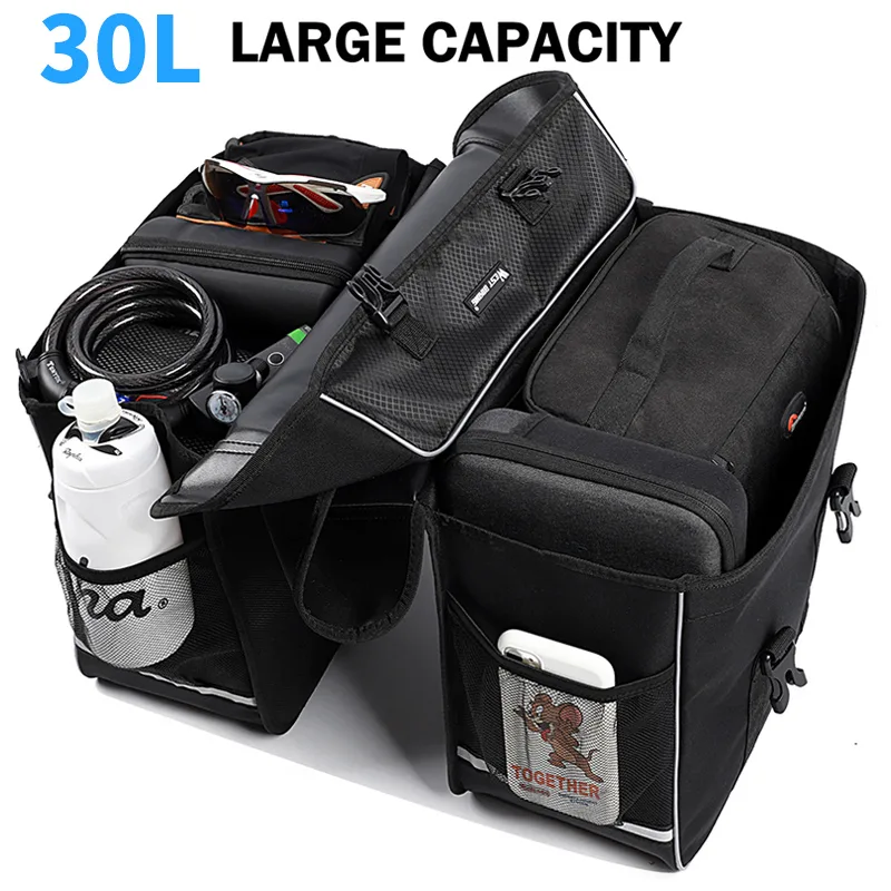 WEST BIKING 30L Bicycle Bags Rear Seat Trunk Bags Large Capacity Mountain MTB Bike Luggage Carrier With Rain Cover Cycli image 2