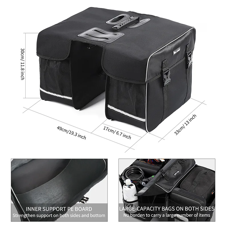 WEST BIKING 30L Bicycle Bags Rear Seat Trunk Bags Large Capacity Mountain MTB Bike Luggage Carrier With Rain Cover Cycli image 3